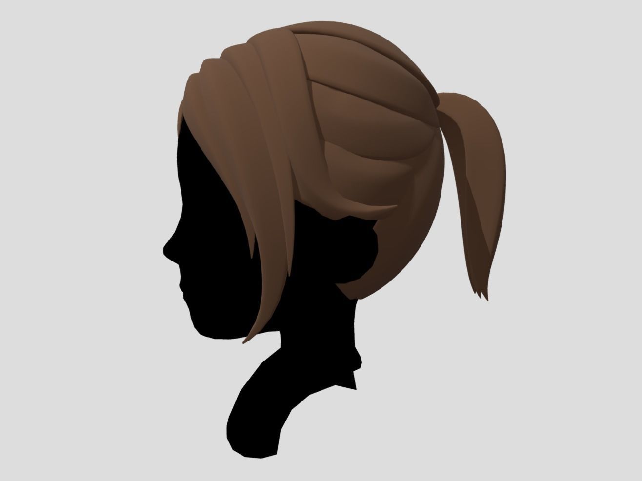 3D model Realistic Woman high ponytail long Hair Style VR / AR